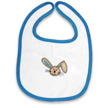 White Cartoon Embroidered Cotton Rabbit Custom Baby Terry Bib